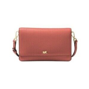 NWT Michael Kors Mott Leather Phone Crossbody Shoulder Bag Sunset Peach Pink